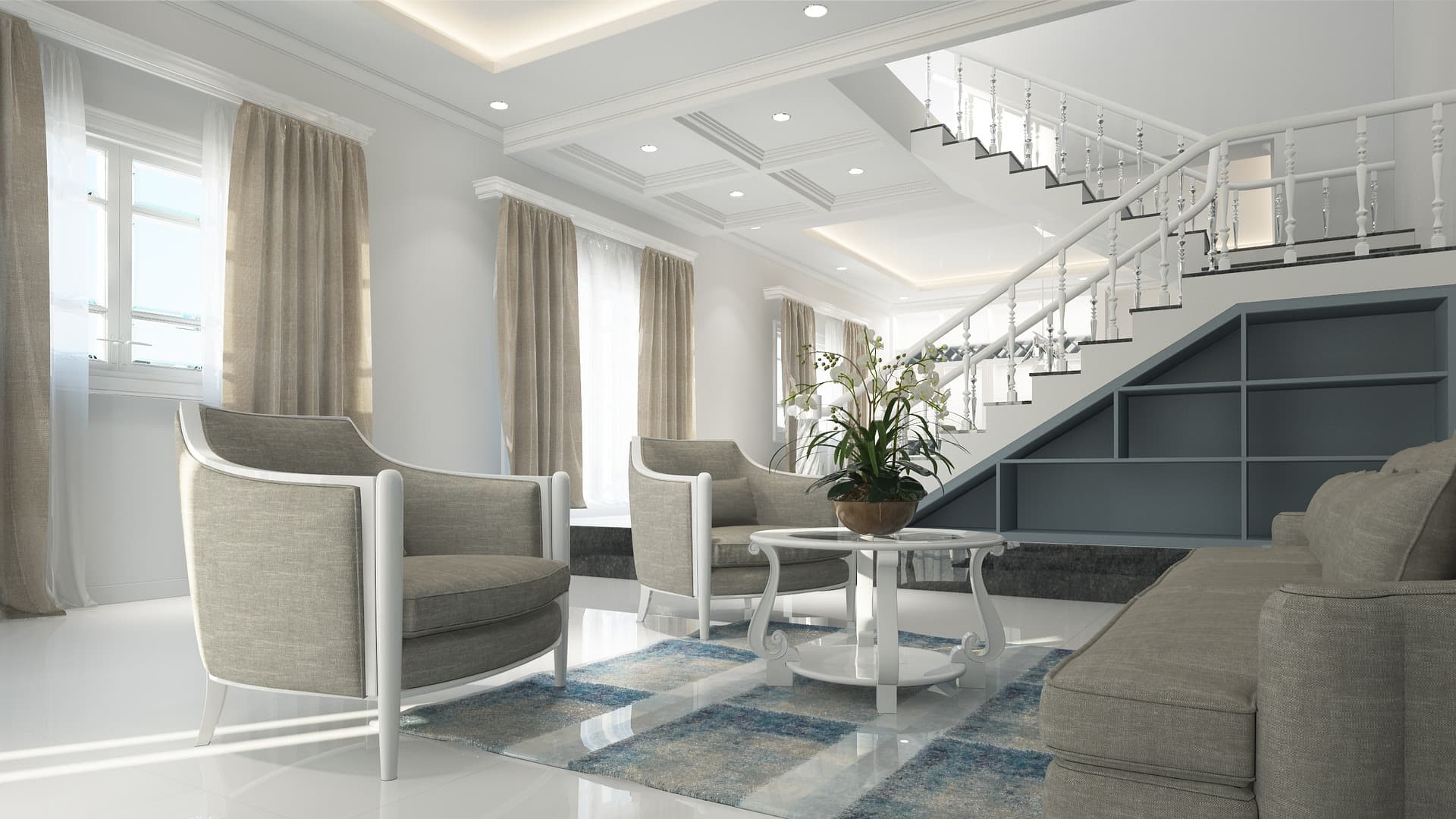 Salón reformado con luz cálida