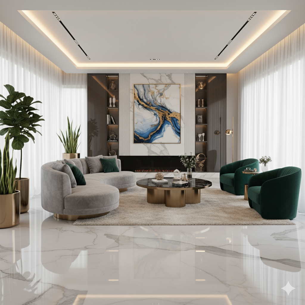 Salón reformado con suelo de madera